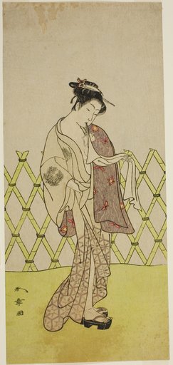 The Actor Nakamura Riko I as Hakata no Kojoro (?) in the Play Shitenno-ji Nobori Kuyo, Performed at the Ichimura Theater in the Eighth Month, 1773