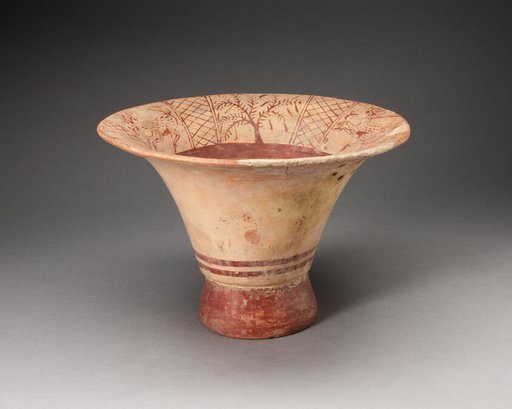 Flaring Bowl Depicting a Deer Hunting Scene on Inner Rim