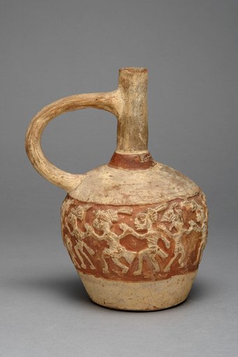Handeled Jar with a Painted Relief Depicting a Procession of Deceased Figures