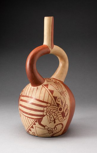 Stirrup Vessel Depicting Anthropomorphic Fish, with Overpainting