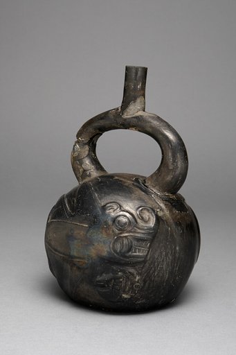 Stirrup Spout Vessel with Composite Feline Fish Relief