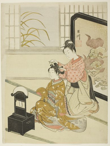 The Autumn Moon in the Mirror (Kyodai no shugetsu), from the series "Eight Views of the Parlor (Zashiki hakkei)"