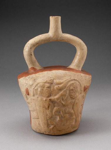 Stirrup Vessel Incised with Supernatural Battle Scene