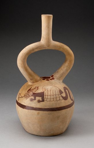 Stirrup Vessel Depicting a Supernatural within a Shell on Shoulder