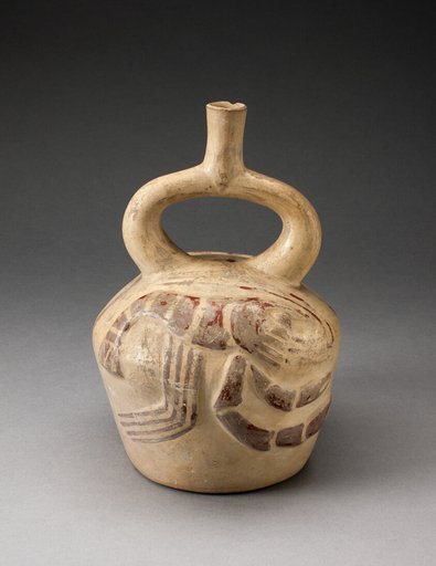 Stirrup Spout Vessel with Raised Lobster Motifs