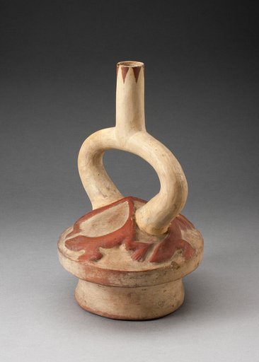 Stirrup Spout Vessel with Raised Lizard Motifs