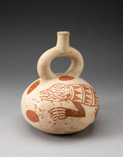 Stirrup Spout Vessel with Fineline Lizard Motifs