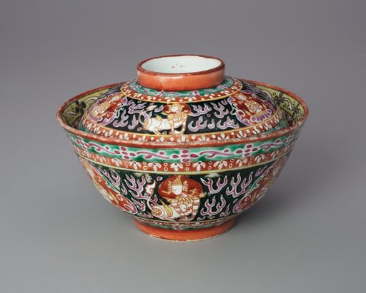 Bencharong (Five-Colored) Ware, Covered Bowl