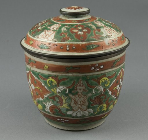 Bencharong (Five-Colored) Ware, Covered Jar