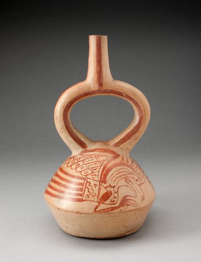 Stirrup Spout Vessel with Fineline Bird Motifs