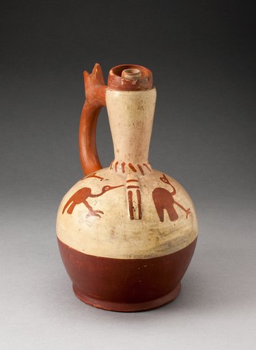 Handle Spout Jug with Fineline Bird Motifs