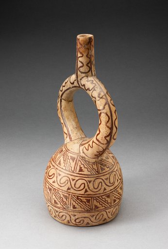 Stirrup Spout Vessel with Geometric Designs