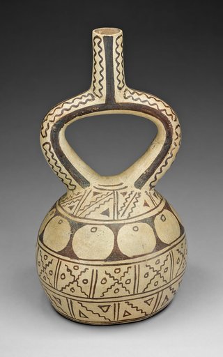 Stirrup Spout Vessel with Geometric Motifs