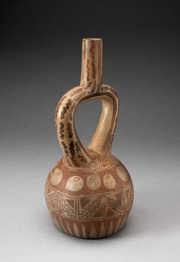 Stirrup Spout Vessel with Geometric Motifs