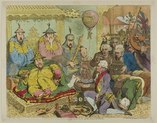 Reception of the Diplomatique & his Suite, at the Court of Pekin