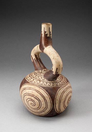 Stirrup Spout Vessel with Spiral Designs