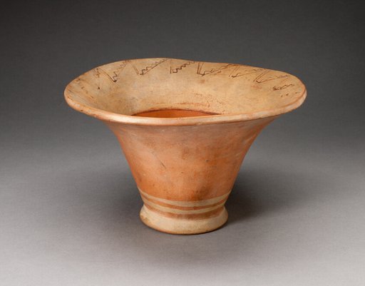 Flaring Bowl Depicting a Stepped Zigzag Motif on Inner Rim