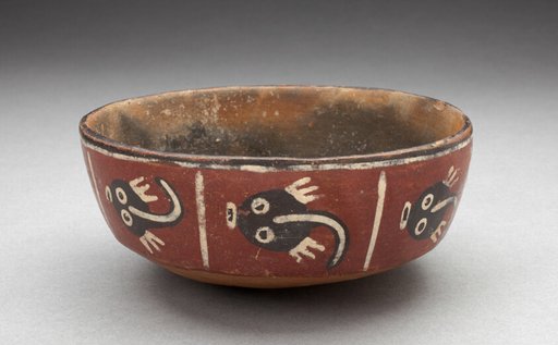 Bowl Depicting Row of Abstract Figures, Possibly Tadpoles