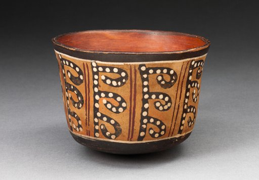 Cup with Repeated Spotted, Curved Line Motif