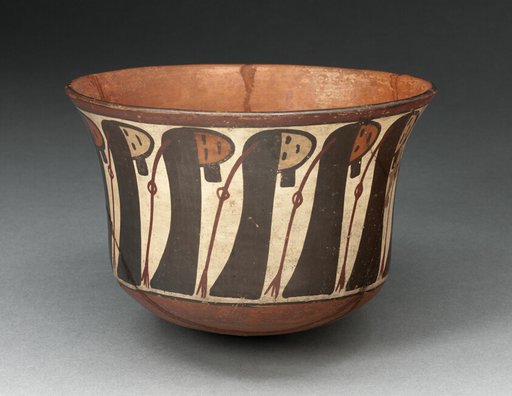 Small Bowl Depicting a Row of Abstract Trophy Heads