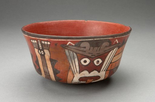Bowl Depicting Costumed Ritual Performer with Serpent Attributes