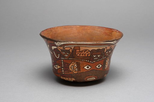 Bowl Depicting a Figure Wearing a Headdress Containing Fish and Small Beings