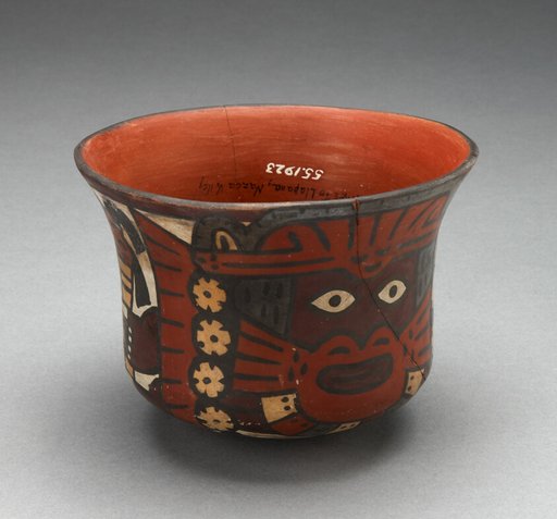 Bowl Depicting Costumed Ritual Figure Holding Staff