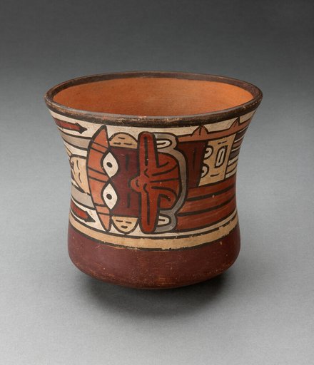 Short Beaker Depicting Ritual Figure wearing Costume with Bird Attributes