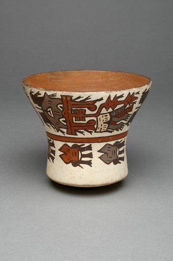 Open-Neck Cup Depicting Abstract Figures and Decapitated Heads