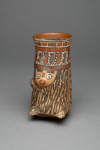 Beaker Molded in the Form of a Costumed Figure or Animal