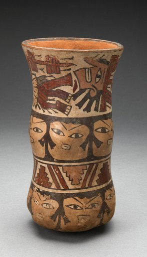 Curving Beaker with Rows of Abstract Human Faces and Sacrifice