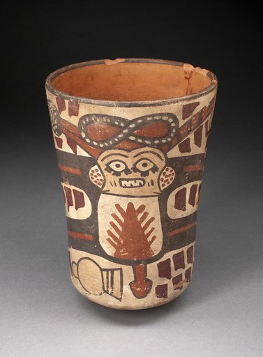 Beaker Depicting a Male Figure with Body Stretched and Abstract Motifs