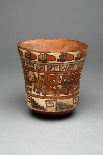 Beaker Depicting Decapitated Heads, Likely Trophy Heads