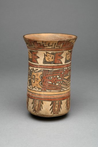 Beaker with Bands Containing Abstract Motifs