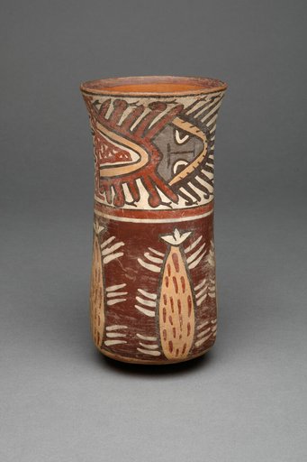 Beaker with Plants, Possibly Cacti, and Abstract Figures