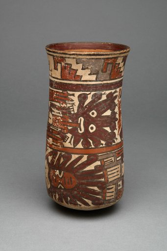 Beaker with Horizontal Bands Containing Abstract Figures