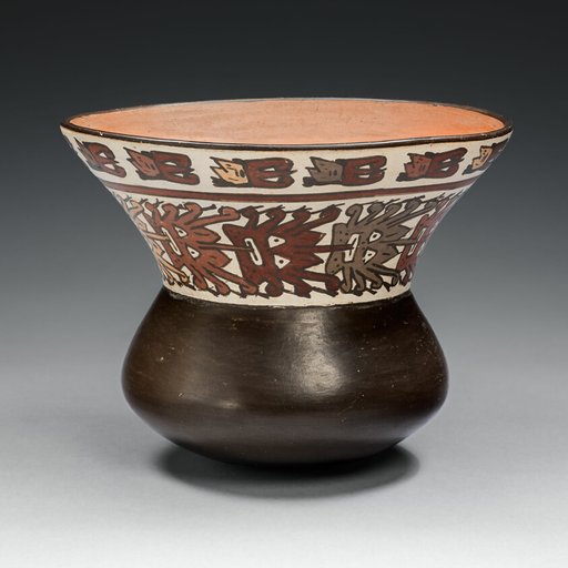 Wide-Necked Bowl with Rows of Abstract Masks and Trophy Heads