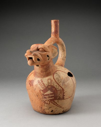 Handle Spout Vessel in the Form of a Fox Warrior