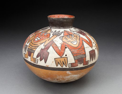 Jar with Narrowed Neck Depicting Figures with Plant Motifs as Hands and Arms
