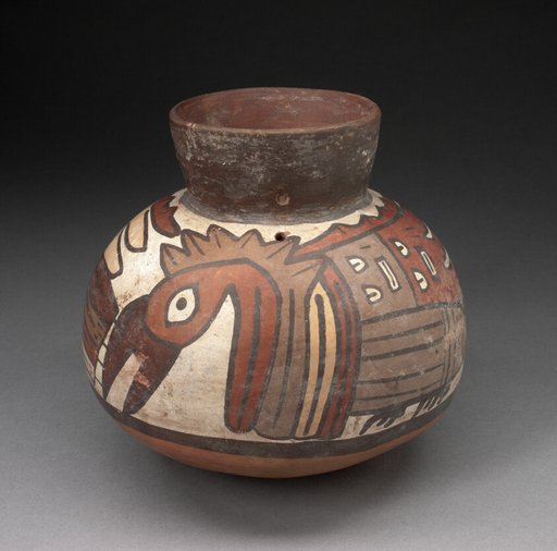 Jar with Narrowed Neck Depicting Abstract Birds