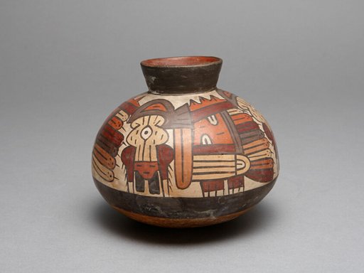 Jar Depicting Abstract Bird with Trophy Head