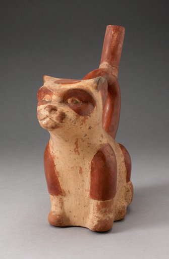 Handle Spout Vessel in Form of a Feline