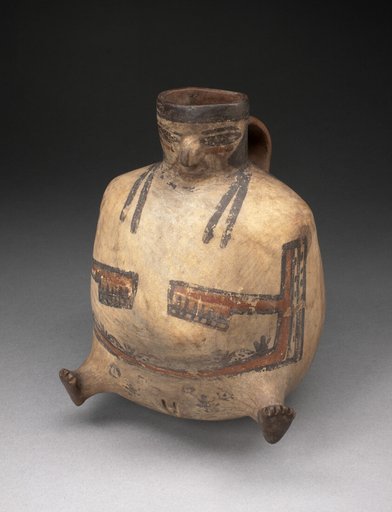 Handled Jar in the Form of a Female Figure with Extended Feet