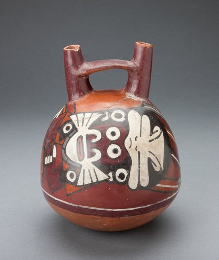 Vessel Depicting a Costumed Ritual Performer Wearing a Feline Mask