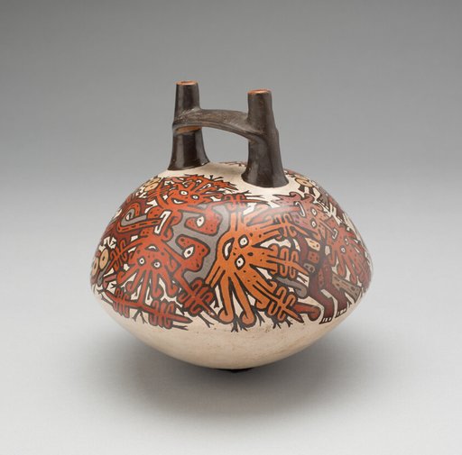 Double-Spouted Vessel Depicting Ritual Masks