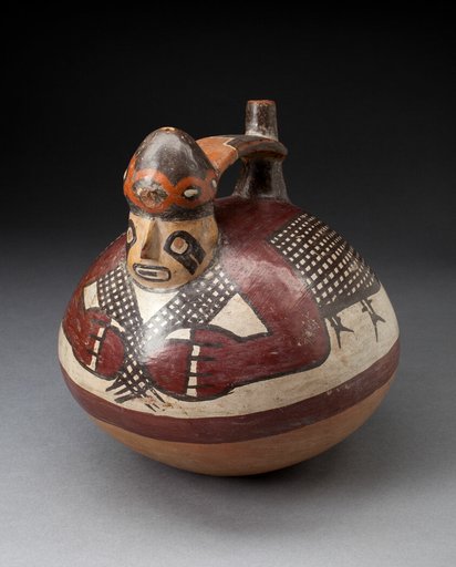 Single Spout Vessel in the Form of a Figure Holding a Fishing Net