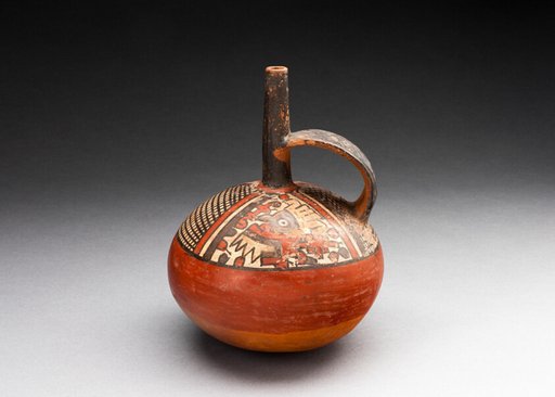 Single-Spout Vessel Depicting an Abstracted Figure and Net Pattern