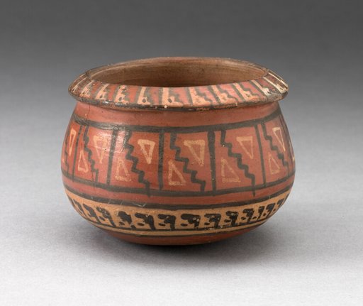 Miniature Bowl with Geometric Textile-Like Pattern