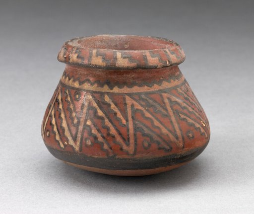 Miniature Jar with Textile-Like Geometric Pattern