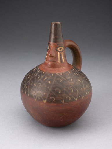 Single Spout Bottle with Modeled Face on Neck